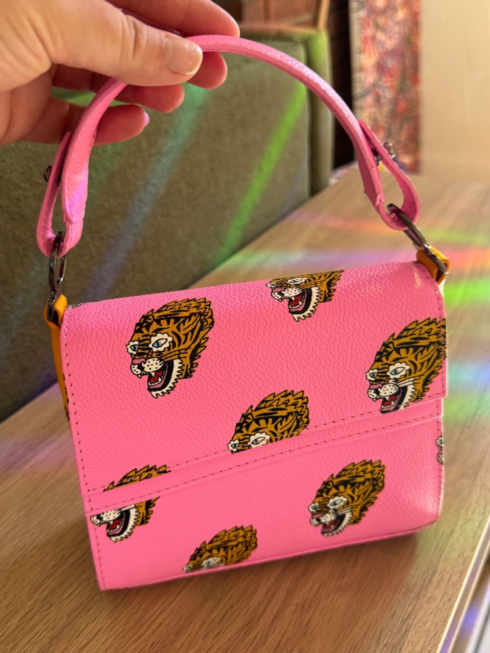 Min & Mon Anastasio Micro Bubblegum Pink Tiger Print Bag